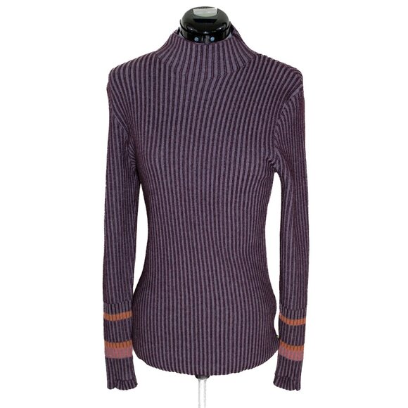 Smartwool Sweaters - Smartwool Ribbed Purple Knit Mock Neck Sweater Wool Blend Size Large